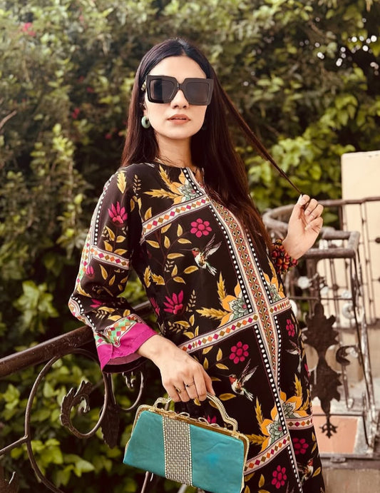 BLACK Gul Bahaar digital printed Co Ords set