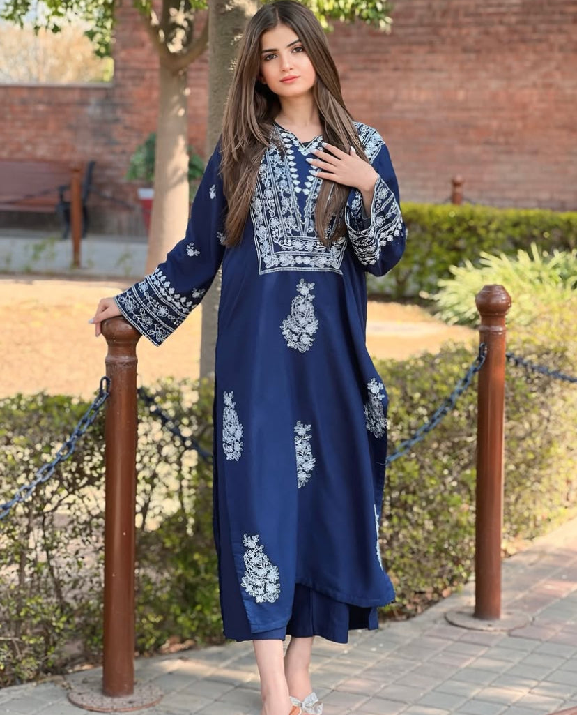 # 2 pc Aisha’s Attire Dazzel Embroidered Long Length Co Ords (Arabic Lwn)