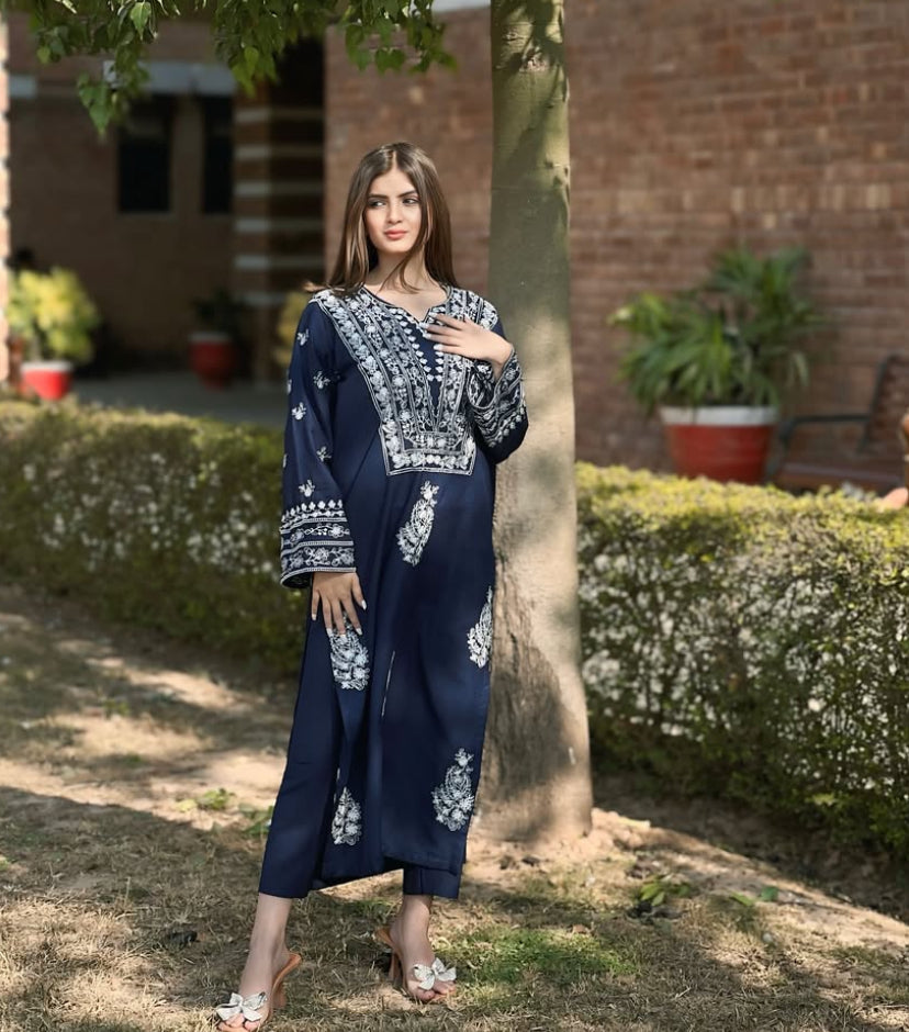 # 2 pc Aisha’s Attire Dazzel Embroidered Long Length Co Ords (Arabic Lwn)