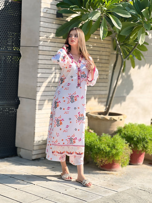 WHITE ELEGANCE Embroidered 2 pc