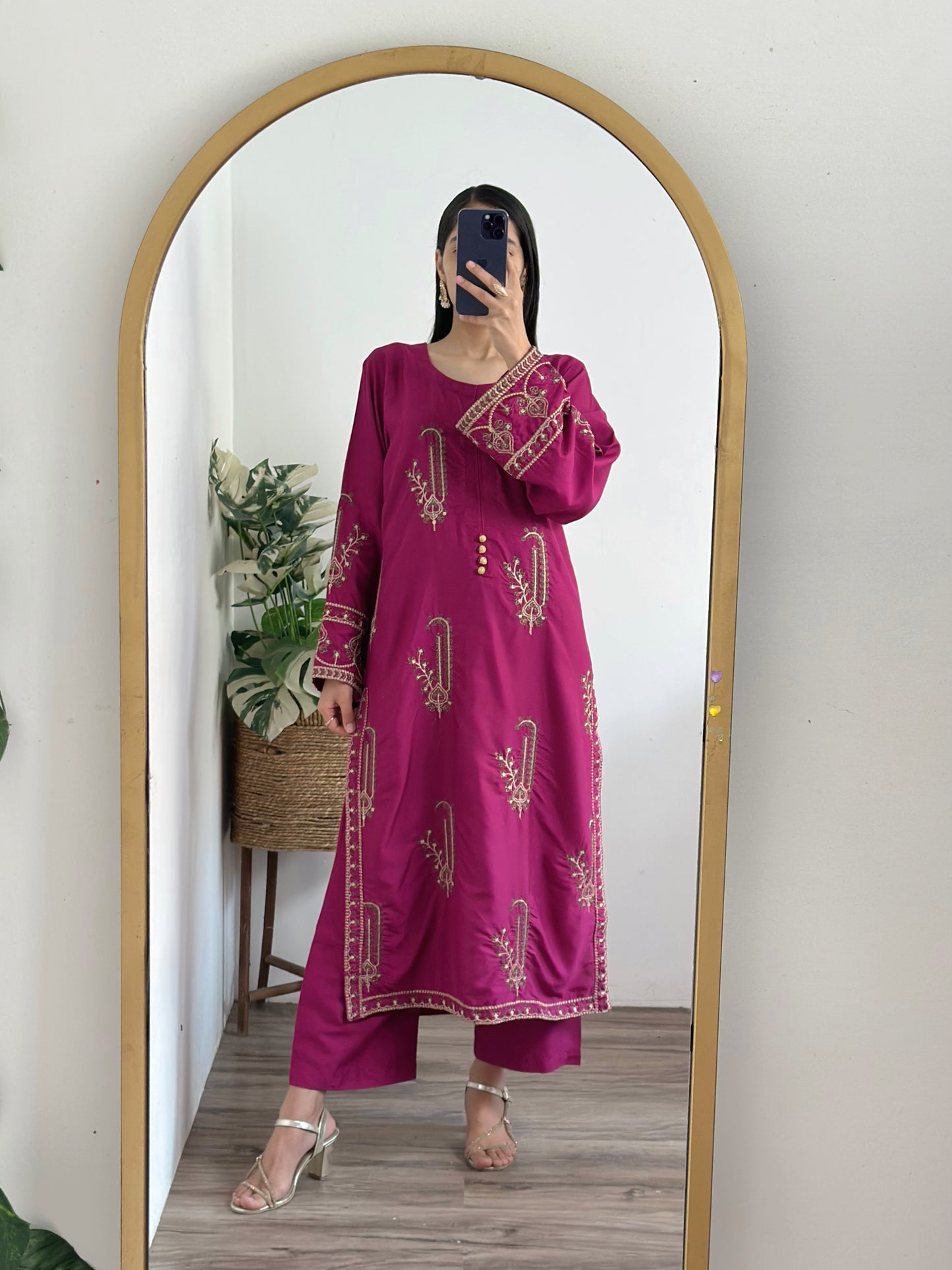 # - 2 pc Aisha’s Attire Amber Embroidered Co Ords