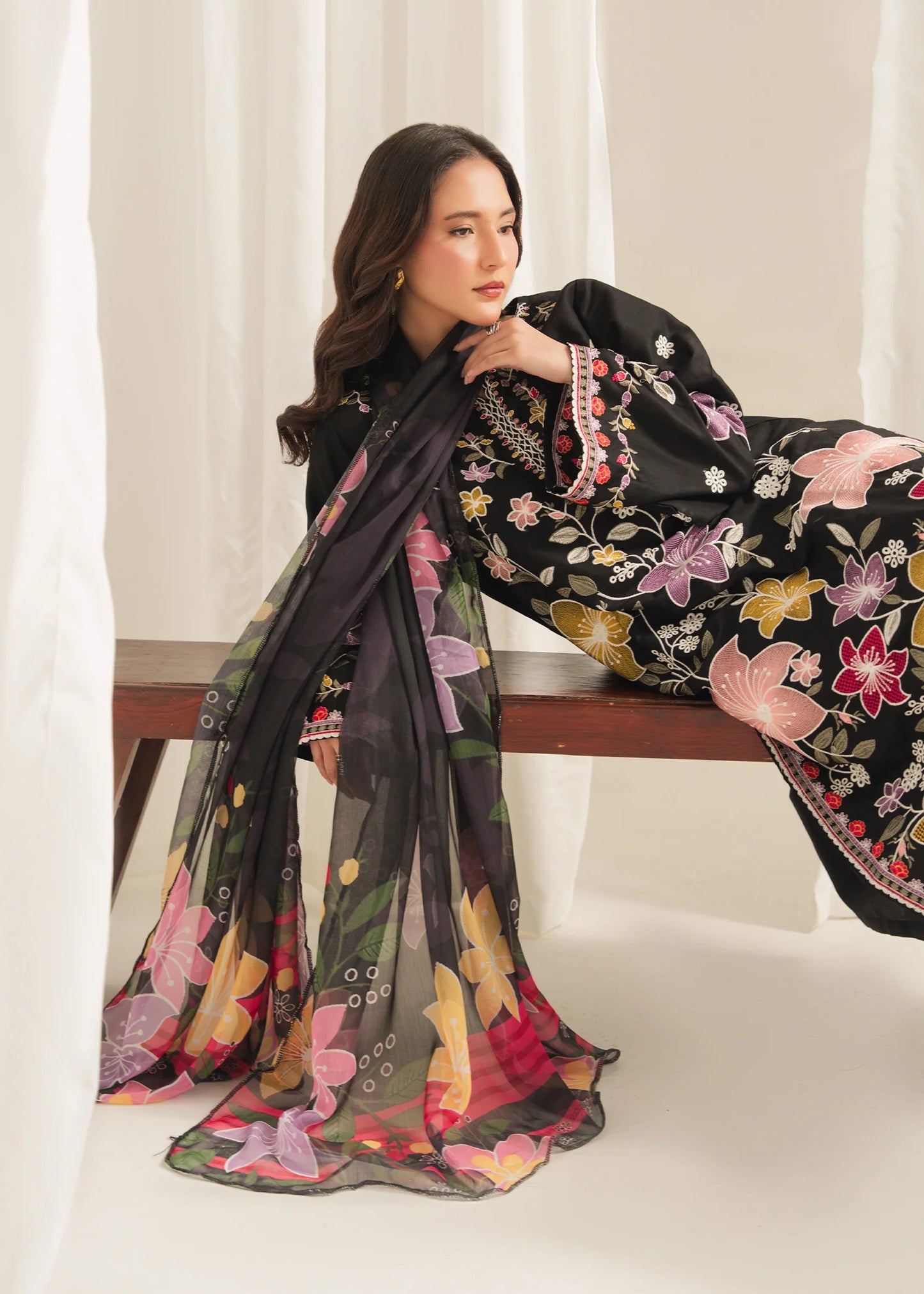 ISHQ Black Embroidered 3 pc