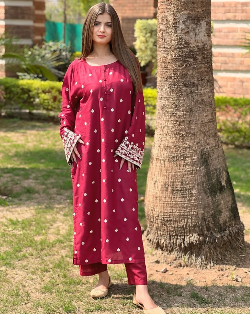 # - 2 pc Aisha’s Attire Haseen Embroidered Co Ords
