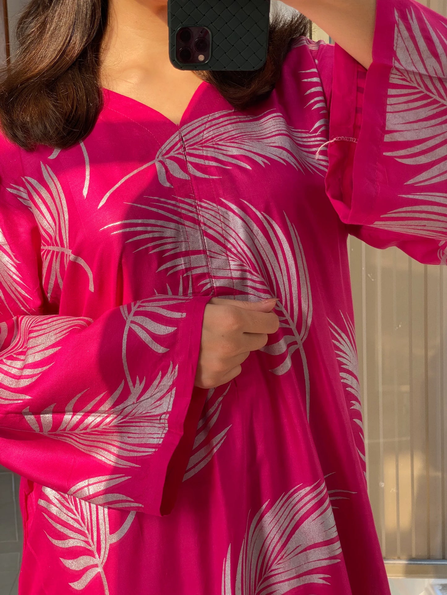 2 Pc Aisha’s Attire Block Print Feather Co Ords (Linen)