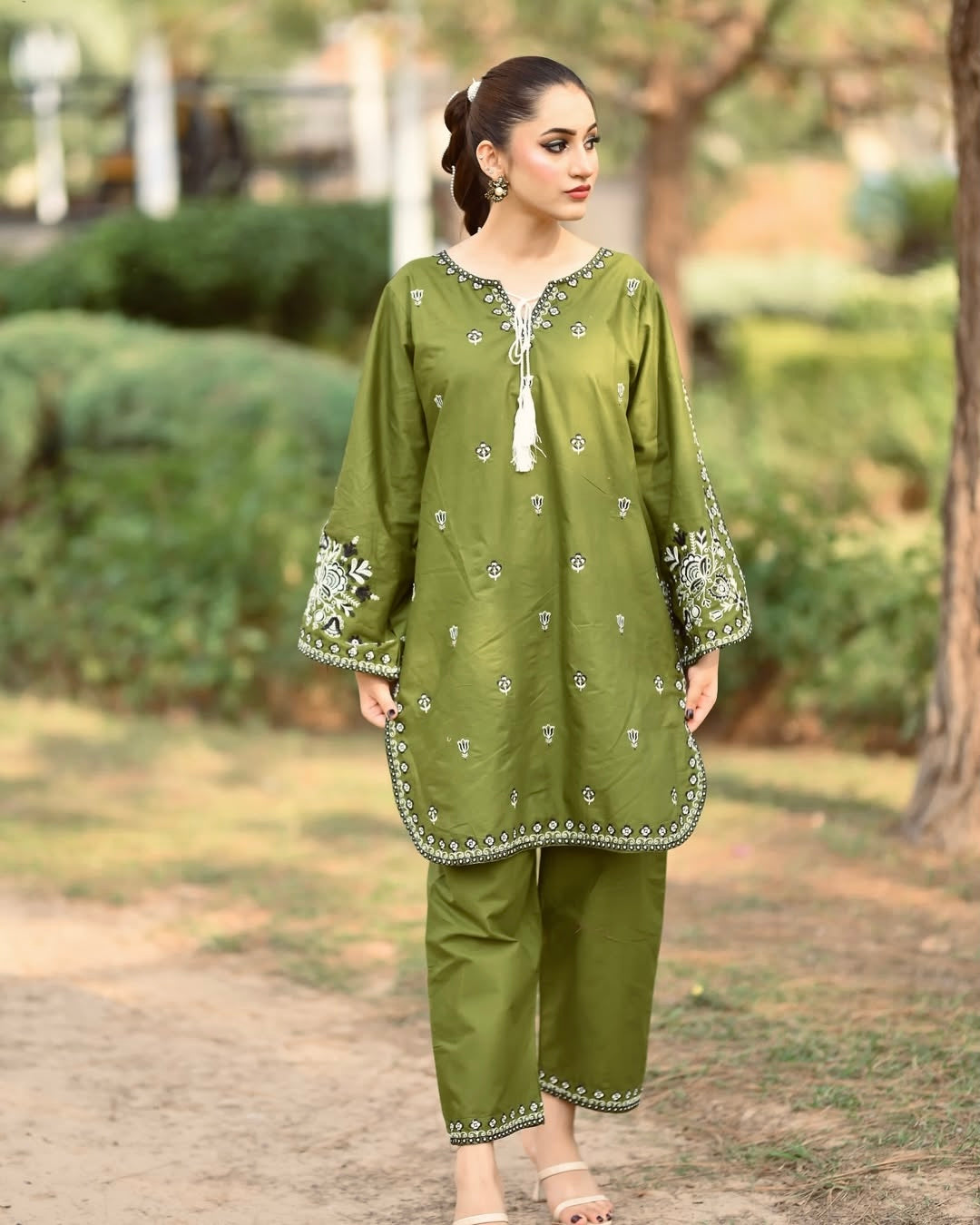 2 pc HIJAB - Embroidered Co Ords