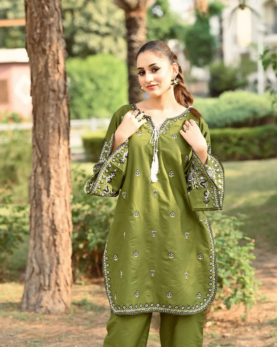 2 pc HIJAB - Embroidered Co Ords