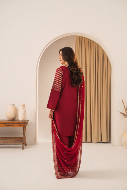 PEACOCK Embroidered 3 pc