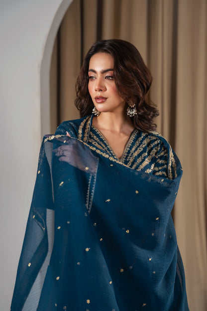 PEACOCK Zinc Embroidered 3 pc