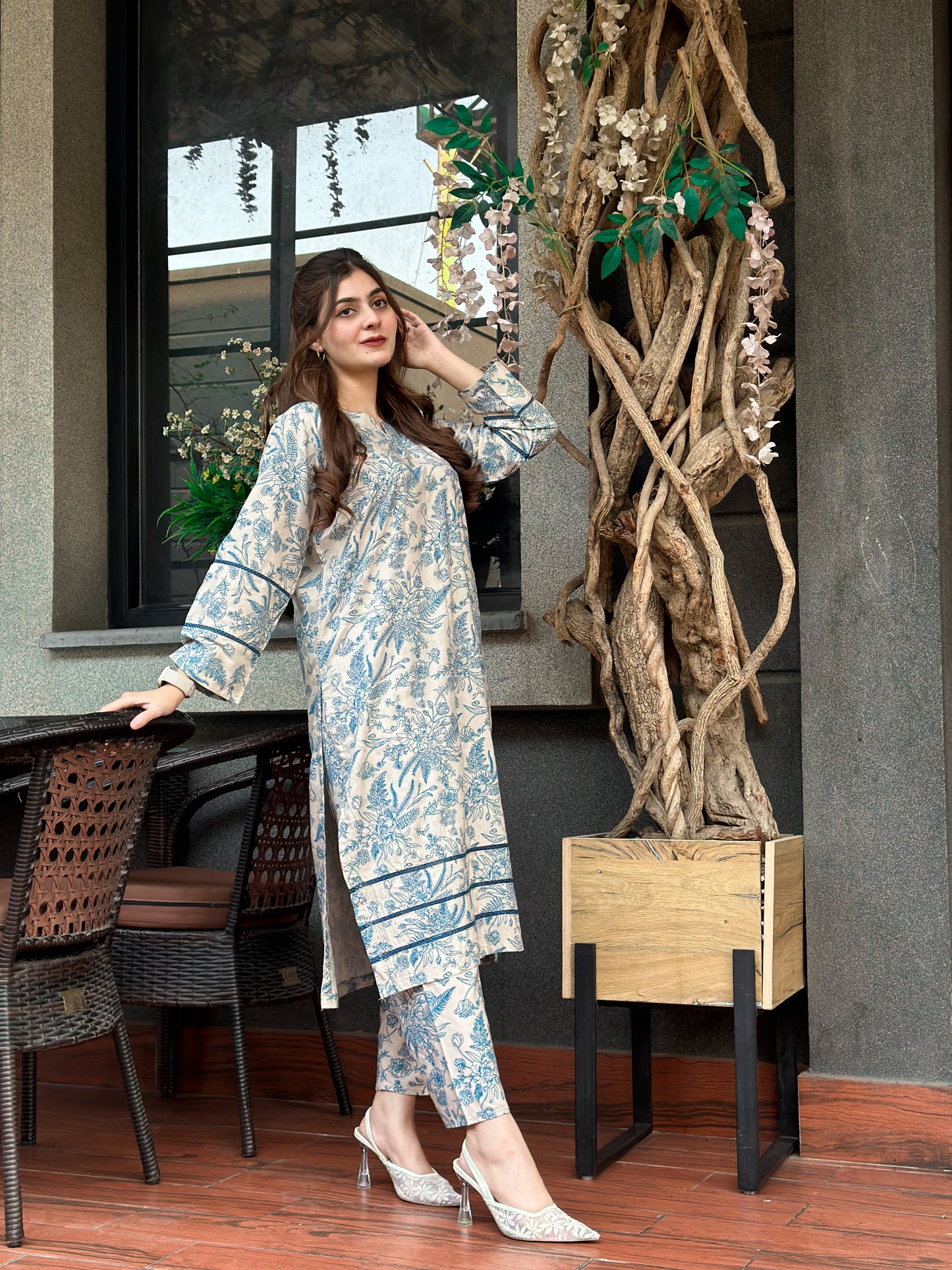 2 pc Aisha’s Attire Alif Block Print Co Ords (Winter Linen)