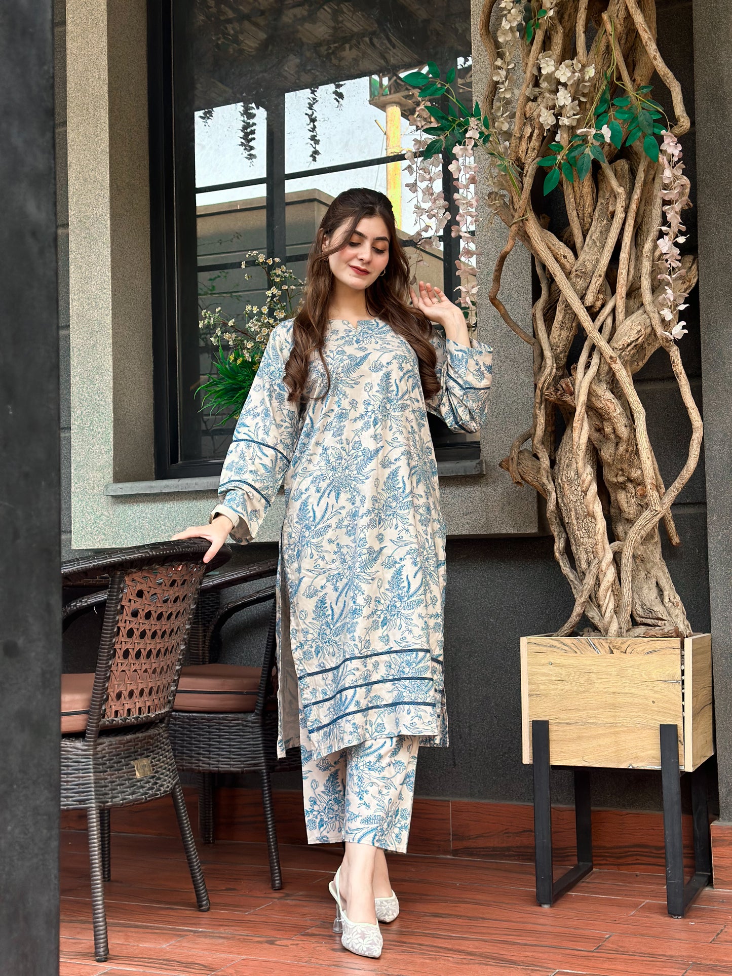 2 pc Aisha’s Attire Alif Block Print Co Ords (Winter Linen)