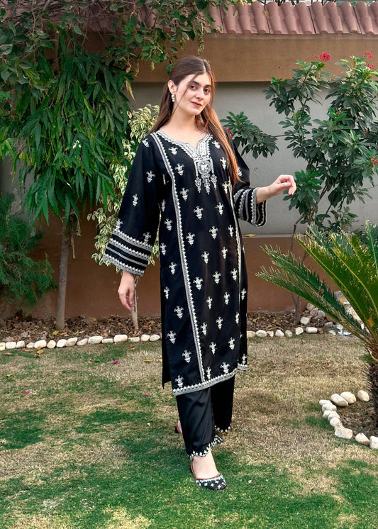 2 pc Aisha’s Attire Belizzi Embroidered set (Linen)