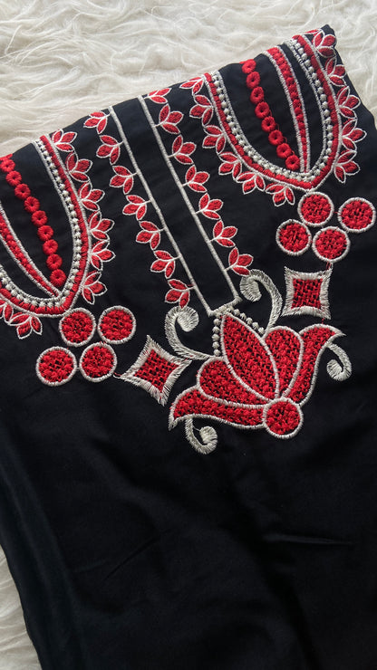 2 pc BLACK ROSE Embroidered Co Ords (Arabic Lawn)
