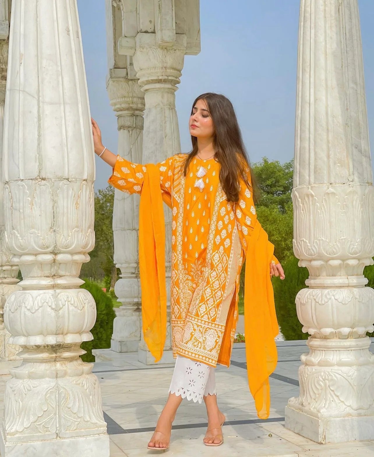 3 pc Aisha’s Attire Bulbine Co Ords with dupatta (Linen)