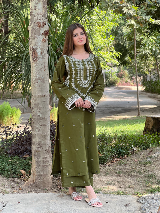 OLIVE Elegance Embroidered 2 pc Set