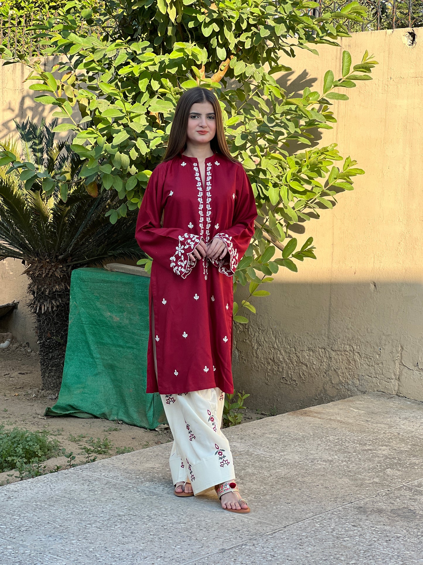 ZARF 2 pc Embroidered Shirt + Embroidered Farshi Shalwar