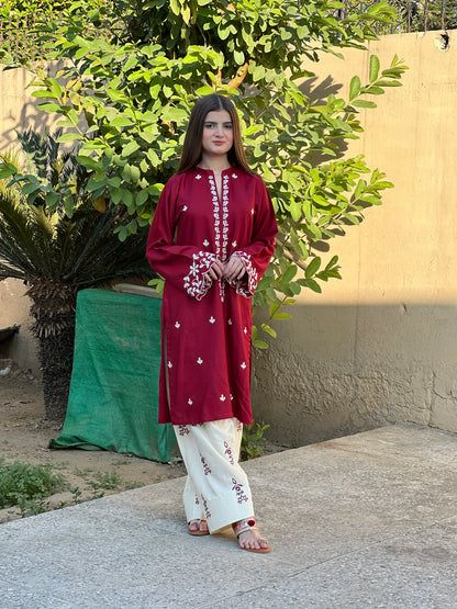 ZARF 2 pc Embroidered Shirt + Embroidered Farshi Shalwar