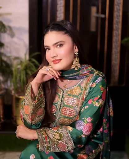 SAGE GREEN Embroidered 3 pc