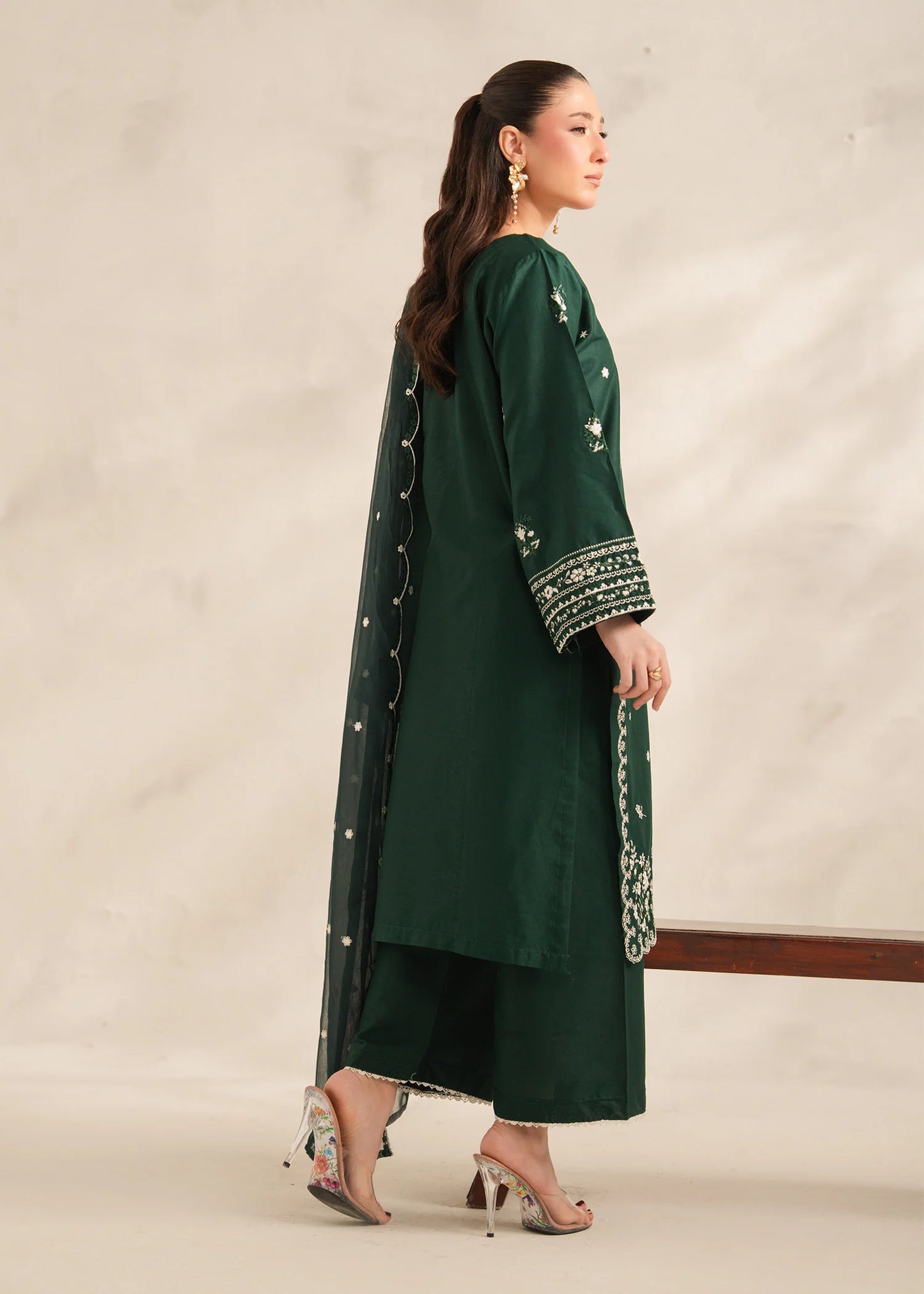 WAREESHA Embroidered 3 pc