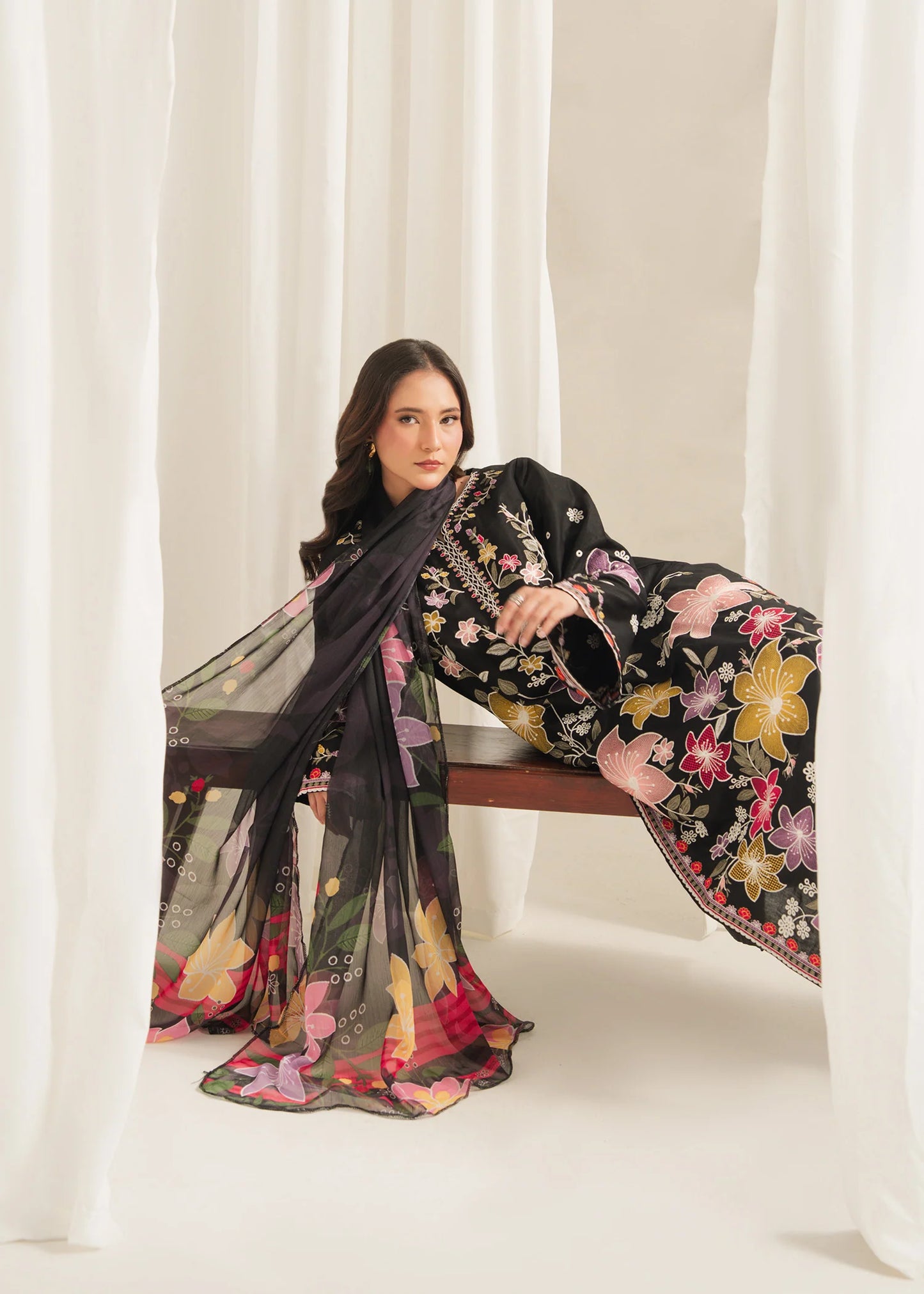ISHQ Black Embroidered 3 pc