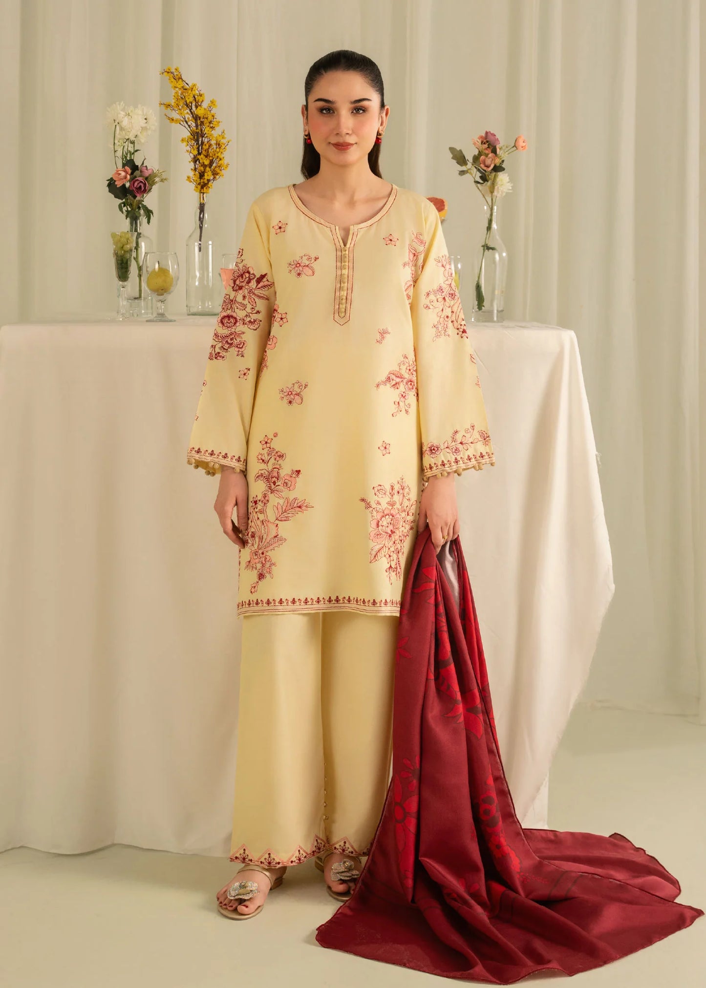 ZAWIYA Embroidered 3 pc