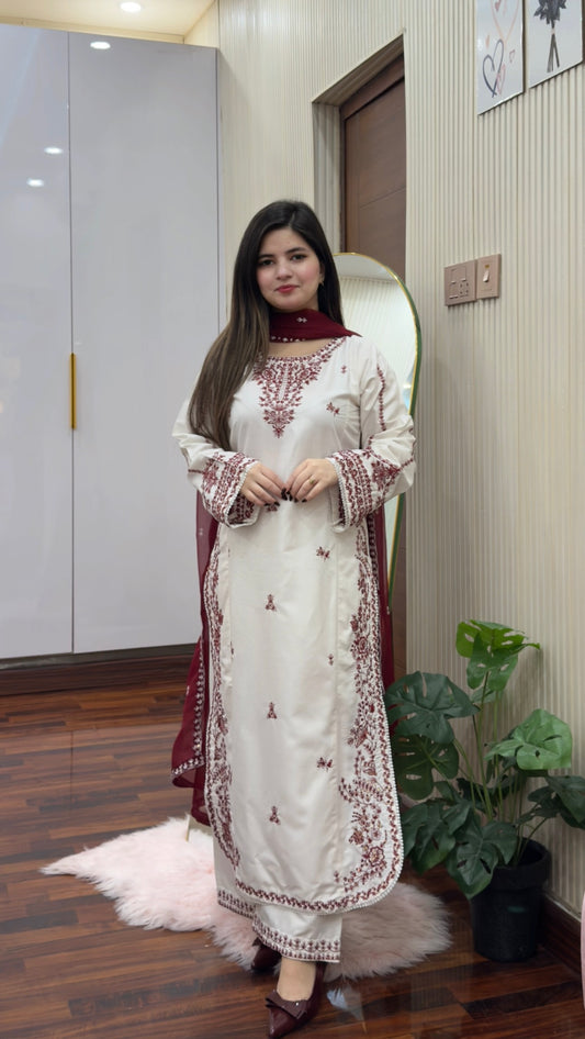 SNOW DROP Embroidered 3pc