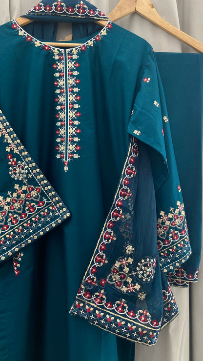 3 pc MASHAL - Embroidered Co Ords with dupatta