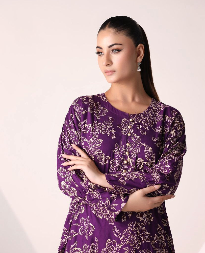 2 pc Aisha’s Attire Purple Oak Co Ords (Linen)