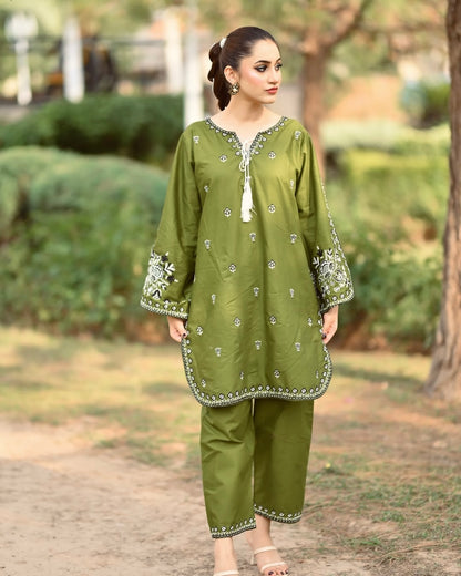 2 pc HIJAB - Embroidered Co Ords