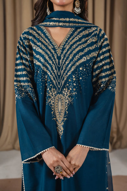 PEACOCK Zinc Embroidered 3 pc